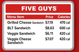 Five Guys Menu Prices
