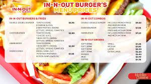 In N Out Menu Prices