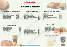 Zaxbys Menu Prices